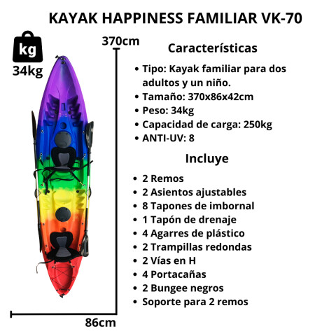 Kayak Vicking Happines III p/ 2 pers. c/acc. colores varios Kayak Vicking Happines III p/ 2 pers. c/acc. colores varios