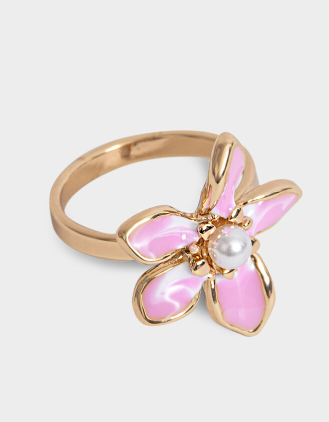 Anillos Medianos y Grandes Con flores Anillo Metal Con Flor - Dorado
