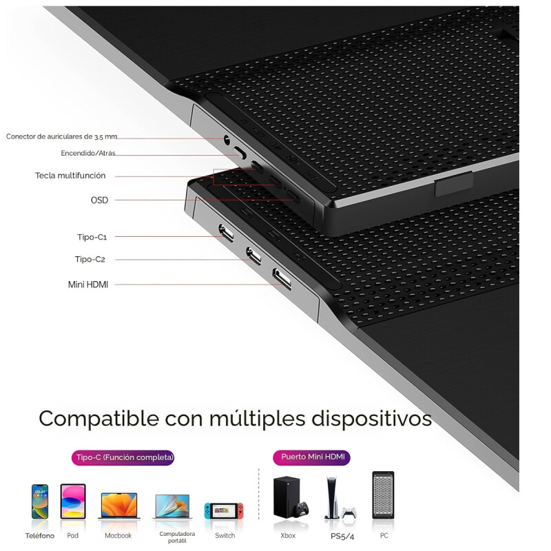 Monitor Portátil YXK Ultra Slim 15,6" FHD USB-C Black Monitor Portátil YXK Ultra Slim 15,6" FHD USB-C Black