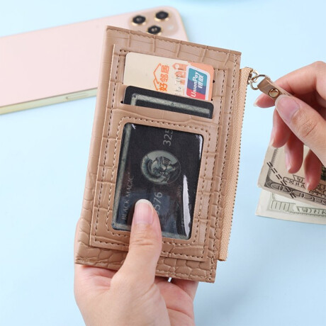 Monedero croco tarjetero bicolor Beige