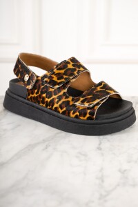 Sandalia Cuero Animal Print Marron