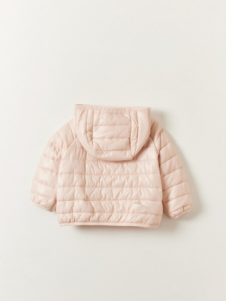 Campera abrigo capitoneada capucha Rosa