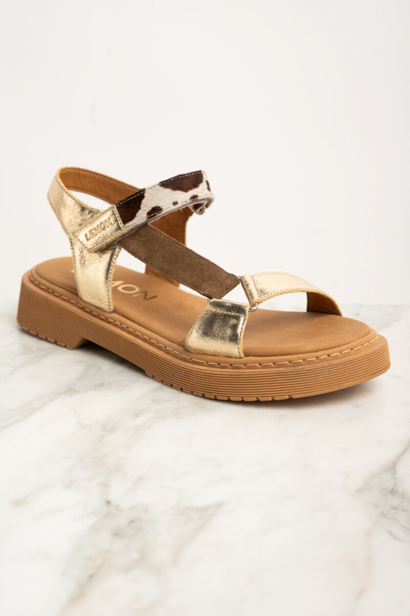 Sandalia Combinada Cuero Camel