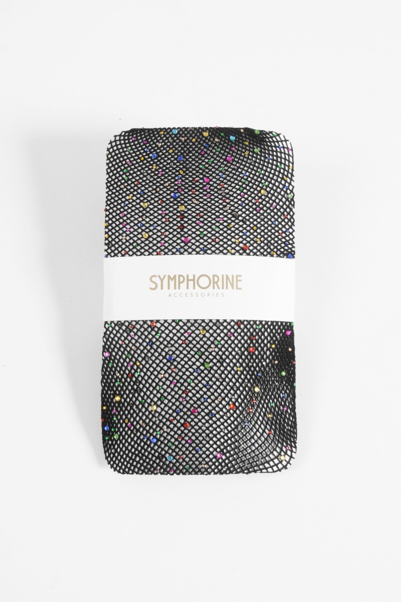 Medias can can de red con completas gemas negro