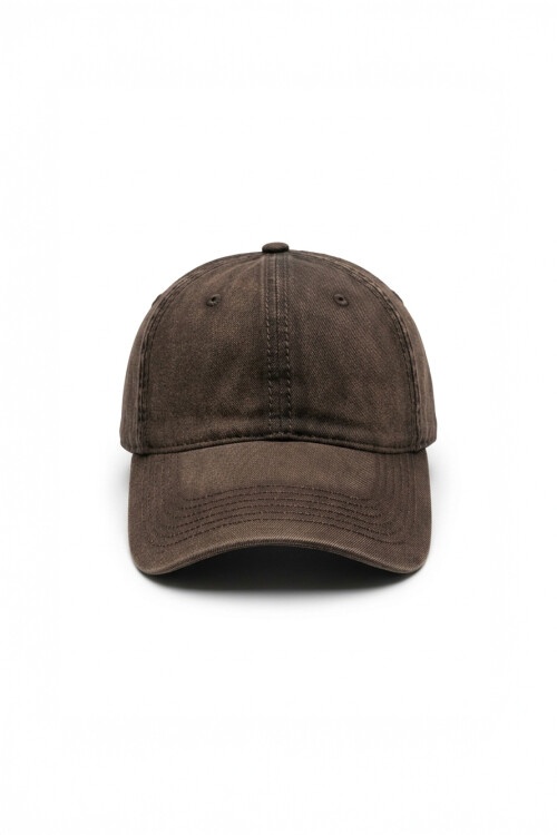 Cap washed pespuntes marrón