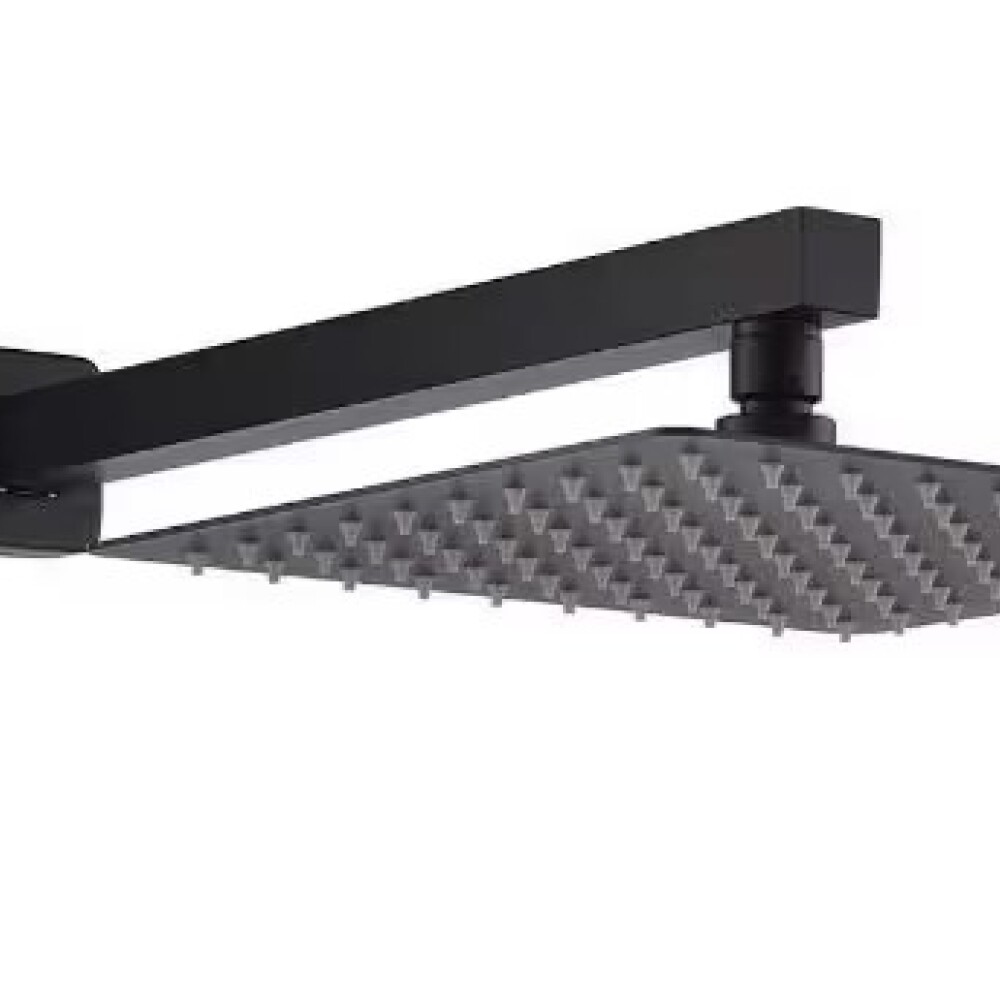 Roseta y brazo de ducha cuadrado 30x30 cm negro mate Roseta Y Brazo De Ducha Cuadrado 30x30 Cm Negro Mate