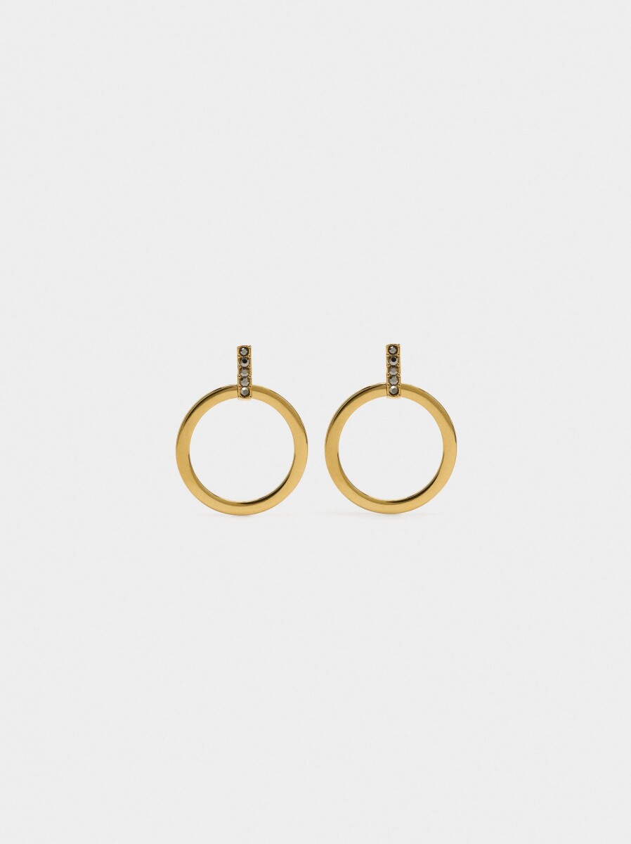 Aros Colgantes Con Cristales - Acero Inoxidable - dorado 