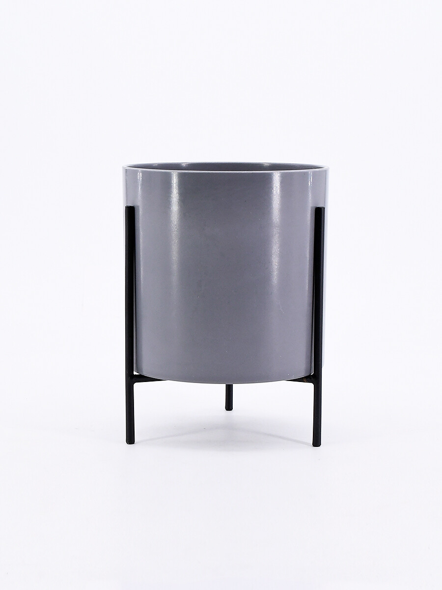 MACETA CON BASE - GRIS 