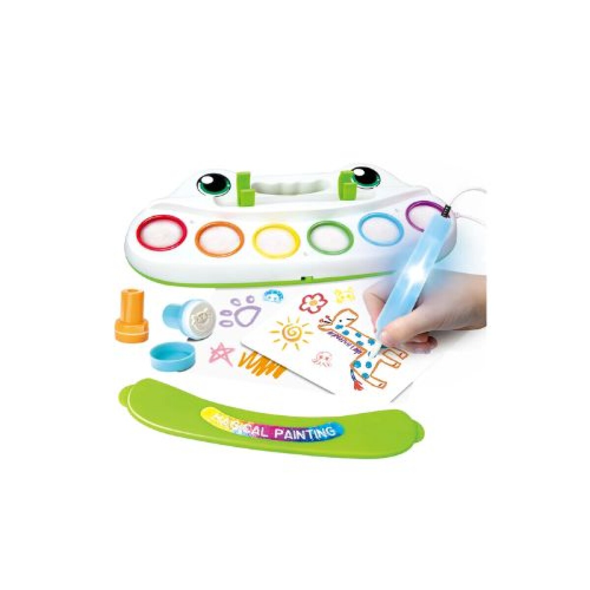 Pincel y Paleta con Sellos de Colores Magicos - Pincel Y Paleta Con Sellos De Colores Magicos 