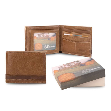 Billetera Cuero Hermes Tostado C/Ron