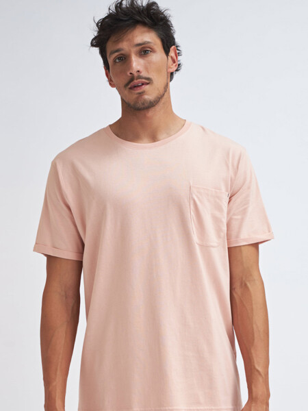 Camiseta manga corta con bolsillo Rosa