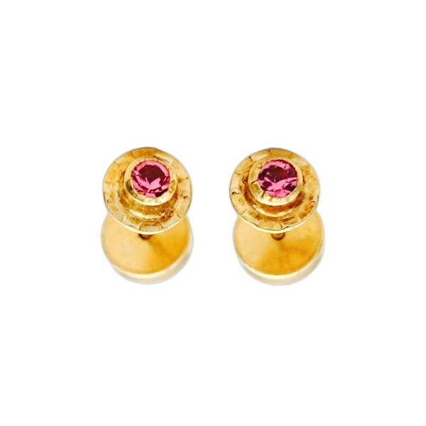 Abridores Zirconia rosa-Oro 18k-Piedra Zirconia-AB9519 conpiedra