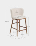 Taburete Ciselia chenilla beige y patas de madera maciza fresno acabado tono nogal FSC Mix Credit 65cm Taburete Ciselia chenilla beige y patas de madera maciza fresno acabado tono nogal FSC Mix Credit 65cm