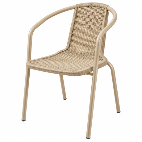 Promo Set de 4 Sillas de plastico con posabrazos imitacion rattan beige + Mesa plegable de metal y vidrio de regalo Promo Set de 4 Sillas de plastico con posabrazos imitacion rattan beige + Mesa plegable de metal y vidrio de regalo
