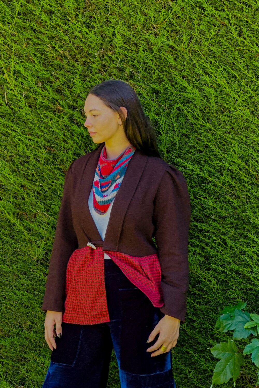 Blazer Office Lana Chocolate / Tweed Rojo