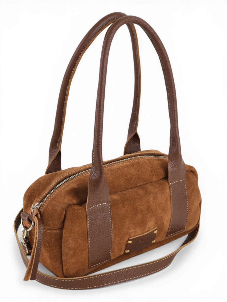 Cartera Baguette en cuero con gamuza 