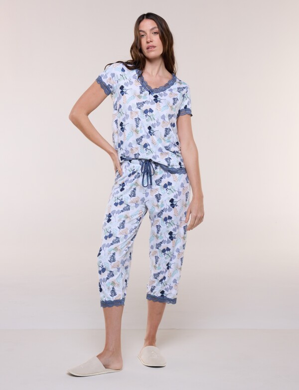 Pijama Con Capri BLANCO/MULTI