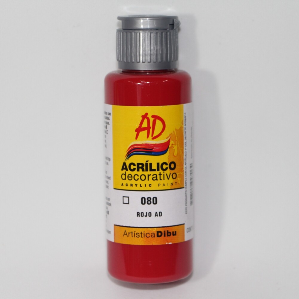 PINTURA ACRILICA ARTISTICA DIBU 60 ML. DIFERENTES COLORES COLOR ROJO AD 080