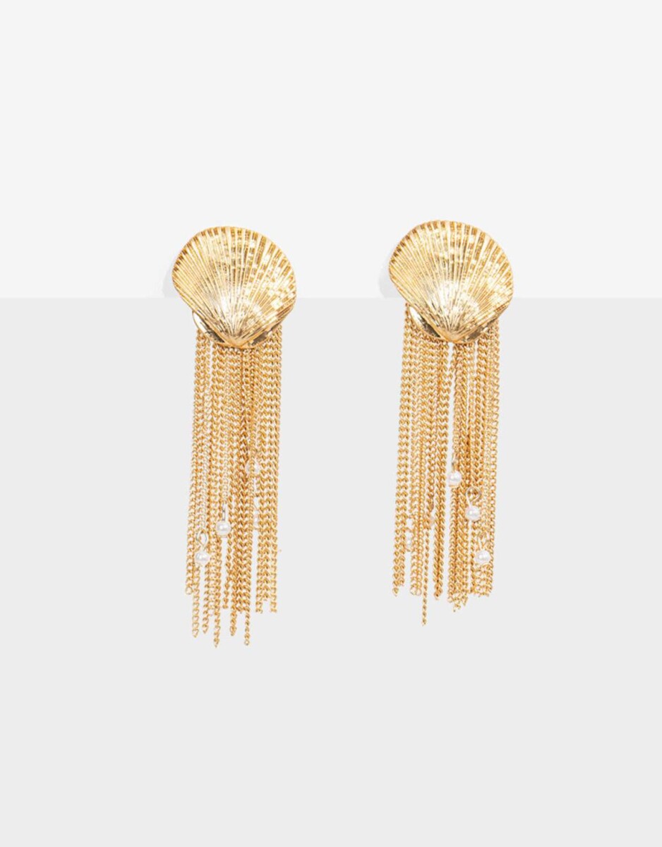 Aros Largos Caracoles Y Perlas - Dorado Oro Amarillo 