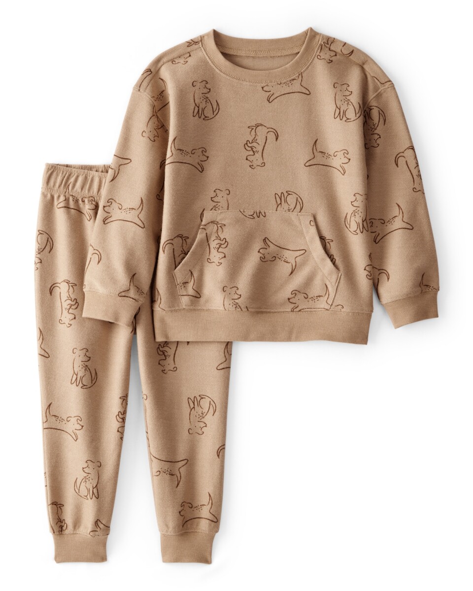 Set dos piezas de algodón, pantalón y buzo, diseño perros 