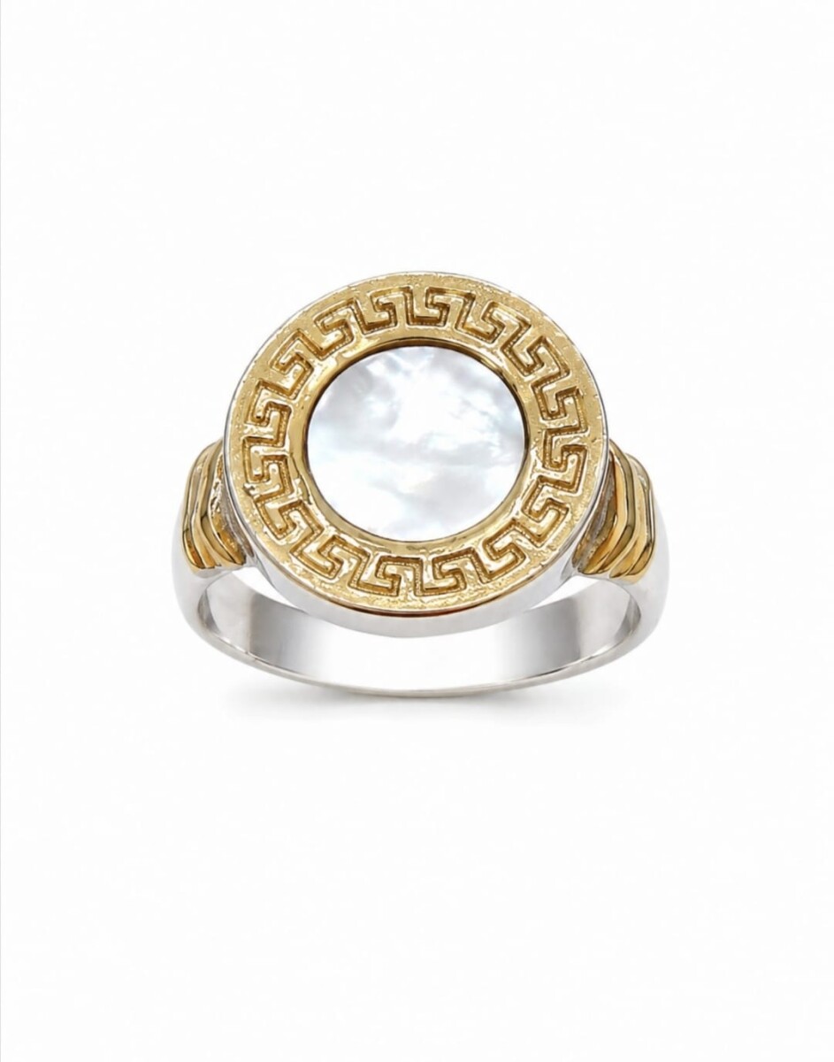 Anillo plata y lamina de oro con Nacar 
