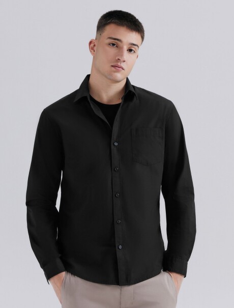 CAMISA BÁSICA DE ALGODÓN NEGRO
