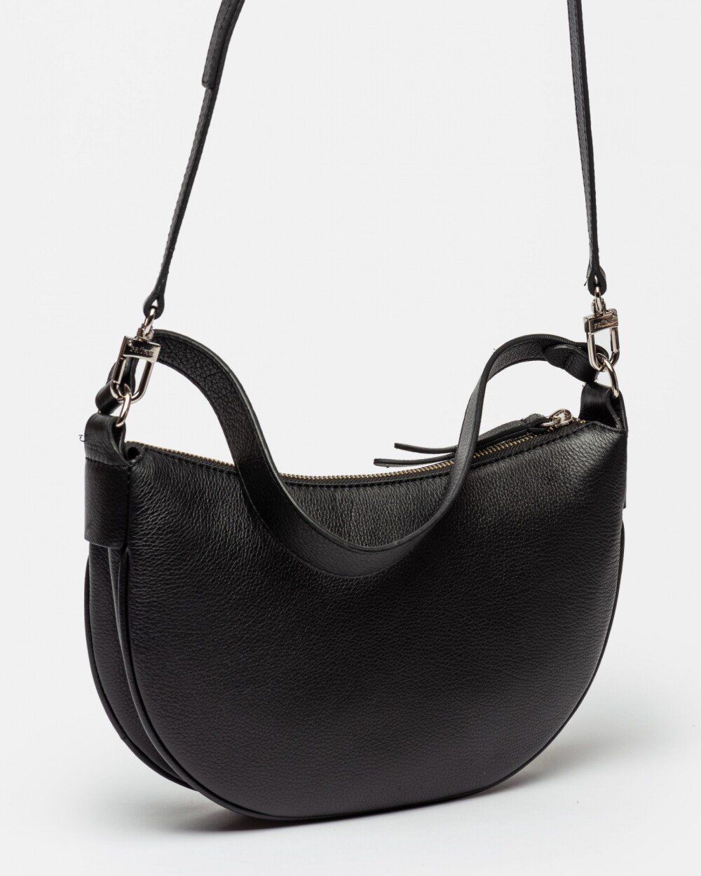 Cartera al Hombro Lua En Cuero Graneado Negro