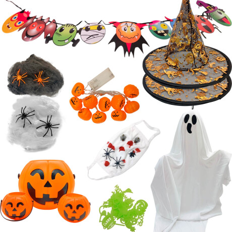 Set X12 Halloween Super Completo Fantasma Sombrero Set X12 Halloween Super Completo Fantasma Sombrero
