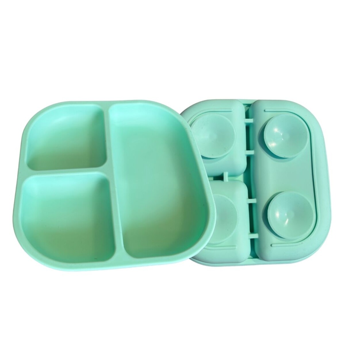 Plato Comida Bebe Infantil Silicona Libre Bpa Con Ventosa - Color Verde 