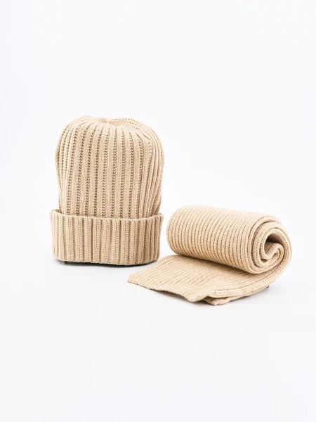 GORRO Y BUFANDA BEIGE