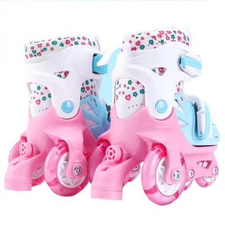 Patín Rollers Ez 4 Ruedas C/ Luces Extensibles Niño Rosado