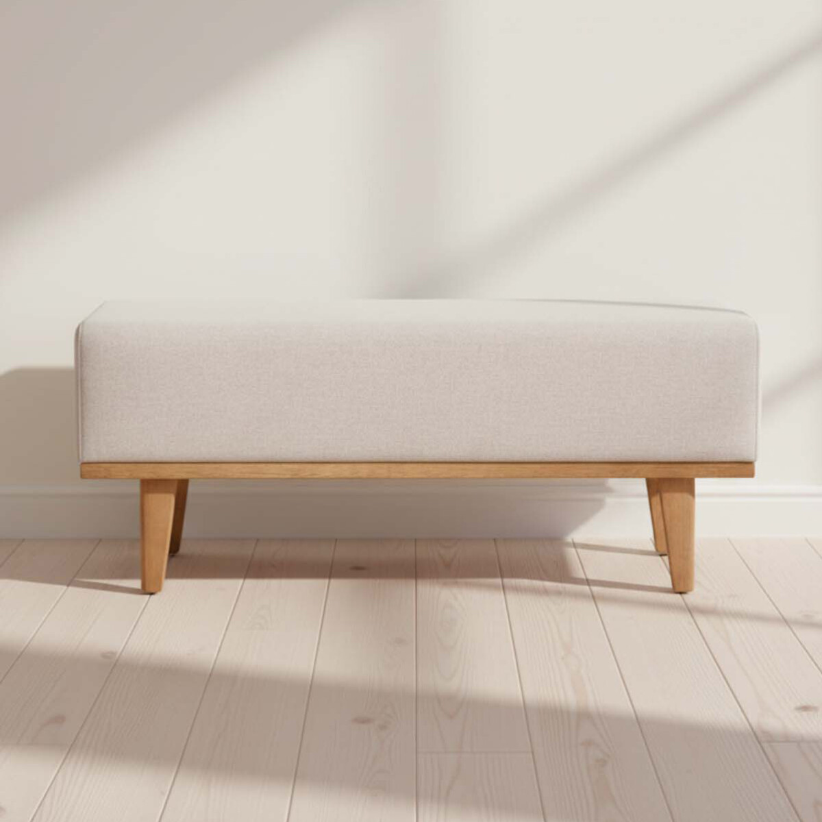 PIE DE CAMA - MADERA NATURAL-BEIGE BURDEOS 