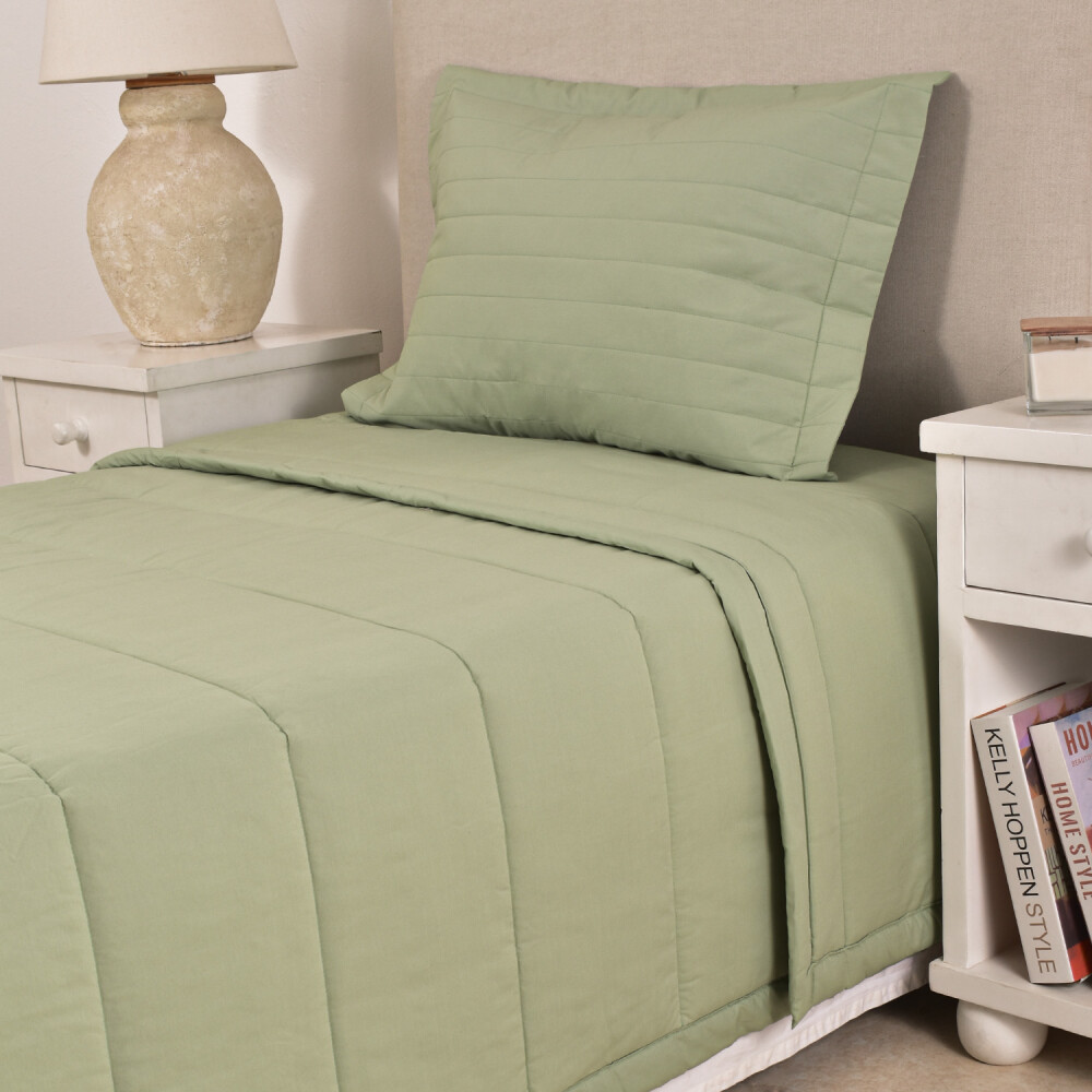 Edredón 200 Hilos 290x240 Col. Basic Verde King - Super King
