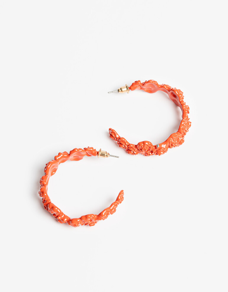 Aros Argollas Halloween Argollitas Con Flores Halloween - Rojo Medio