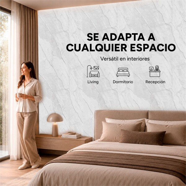Pack x5 Placa PVC Símil Mármol 2,44x1,22m 3mm Resistente Gris Veteado 2