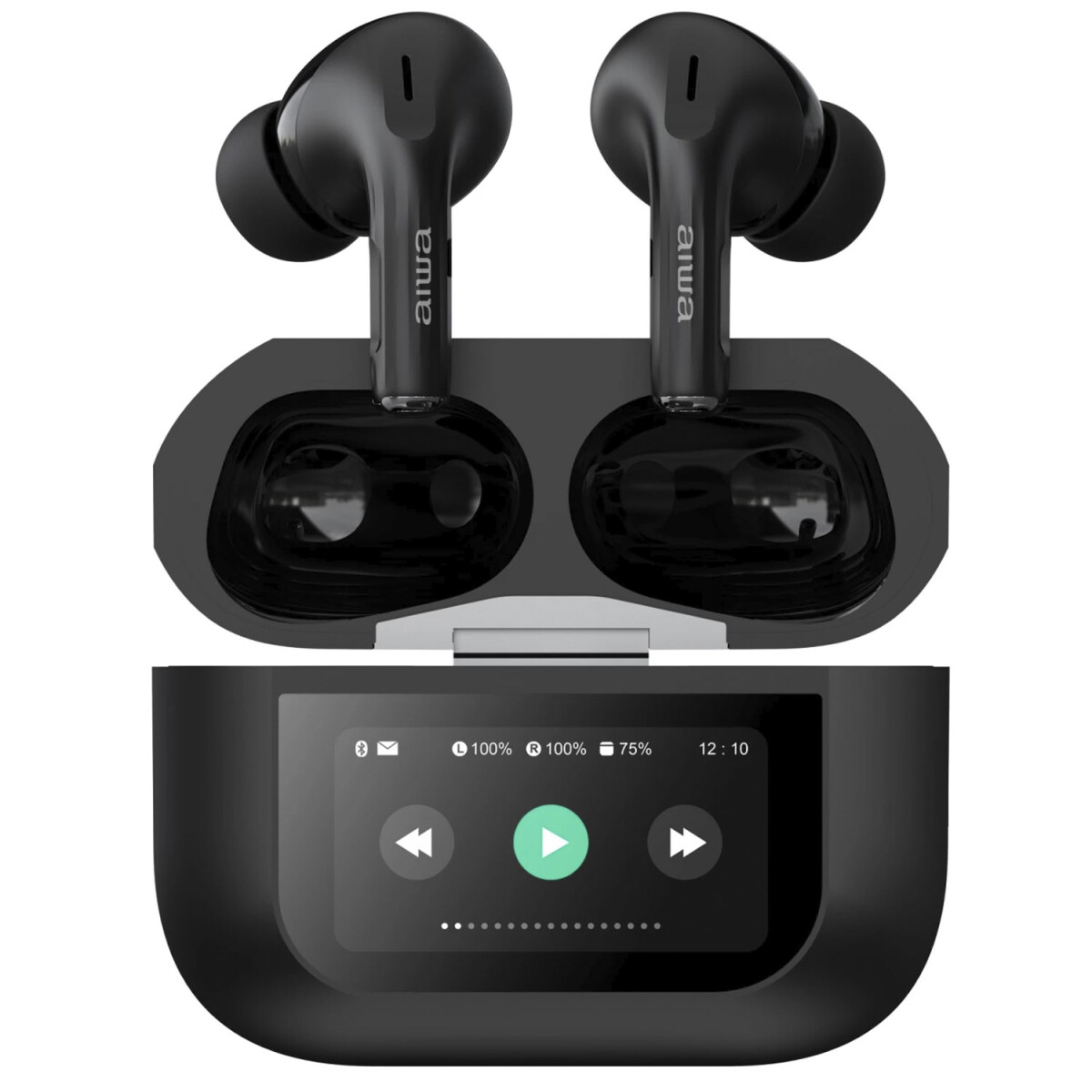 Auriculares Bluetooth con Estuche y Pantalla Aiwa AWTWSGPRO - Black 