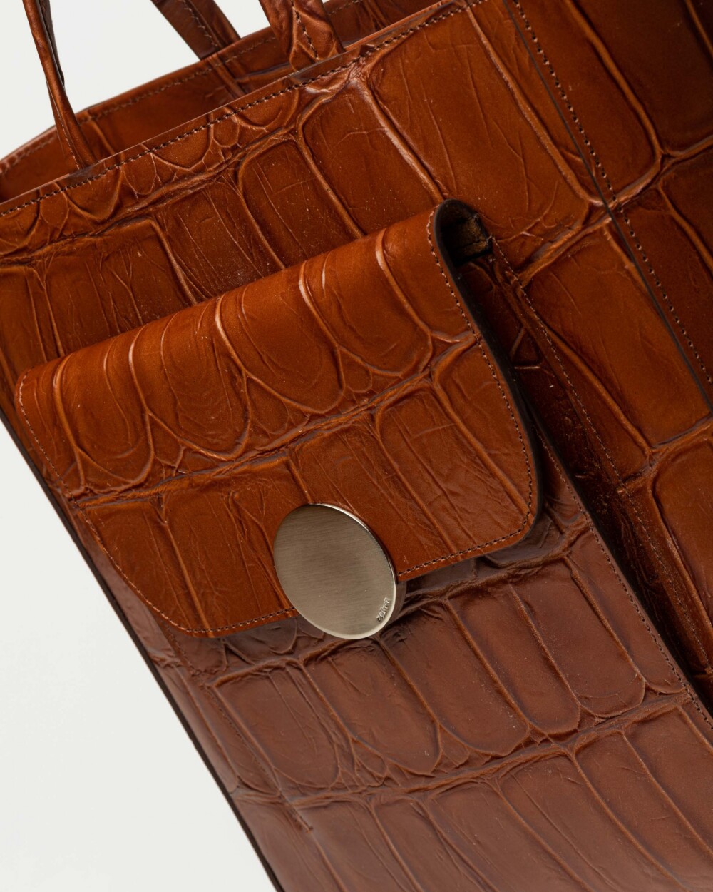 Shopper The Circle en cuero grabado big croco Cuoio