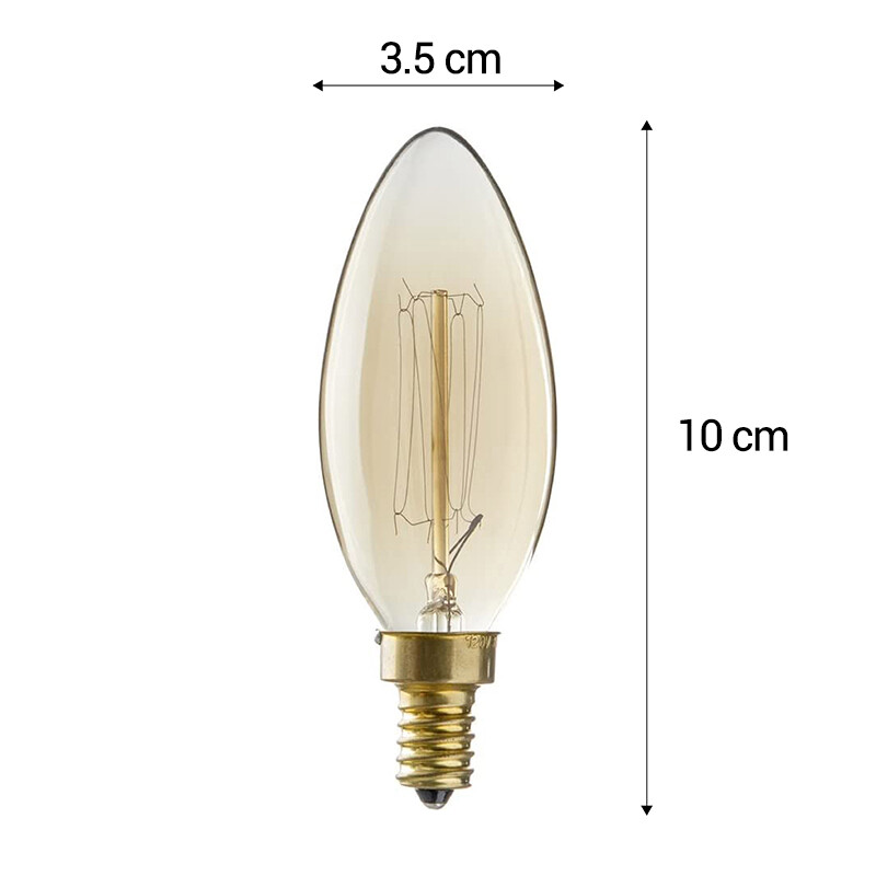 Lámpara FILAMENTO Vela E14 40W Lámpara Edison Vela E14 25W Ultra calida