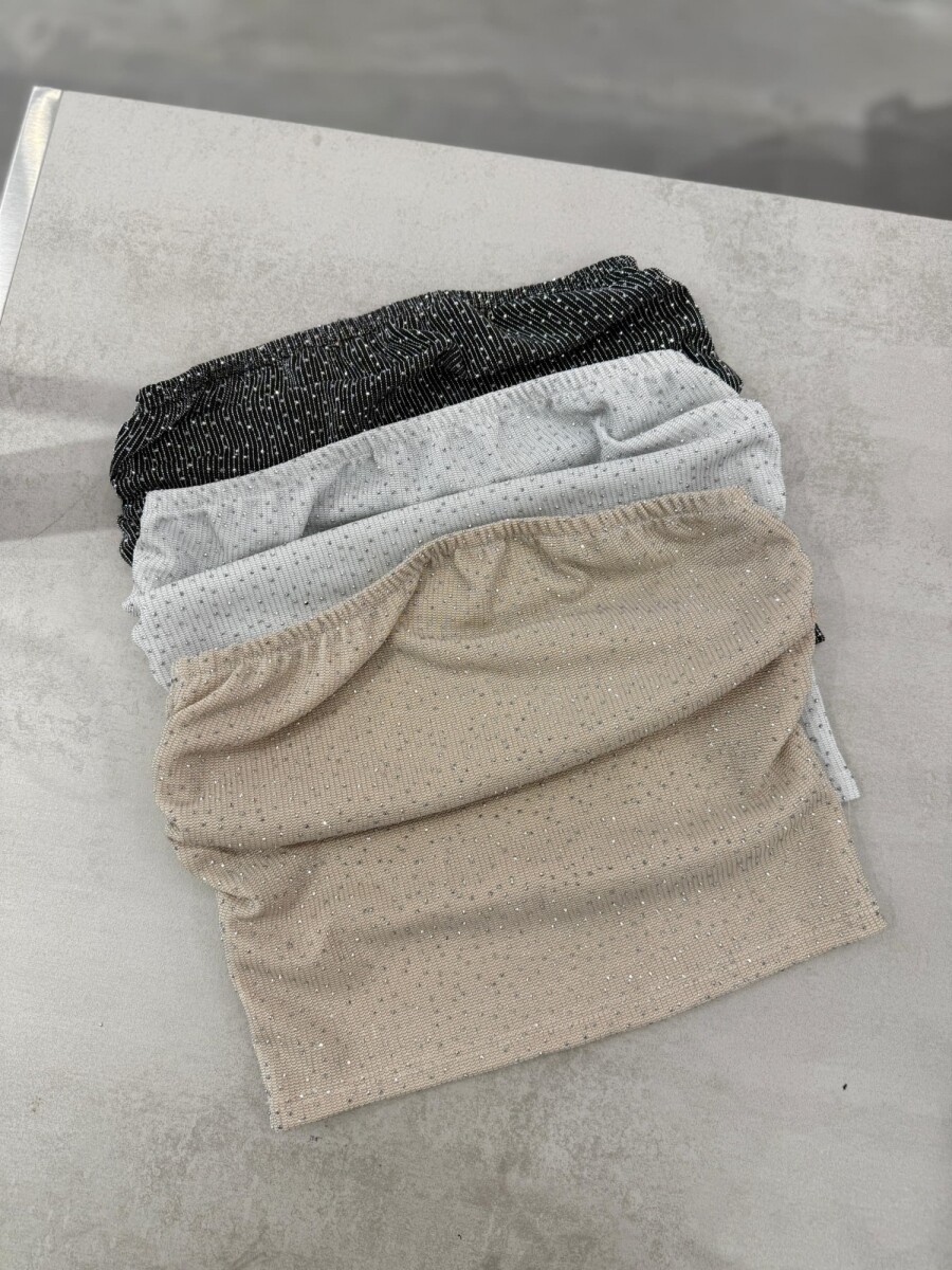 Strapless con brillos - Blanco 