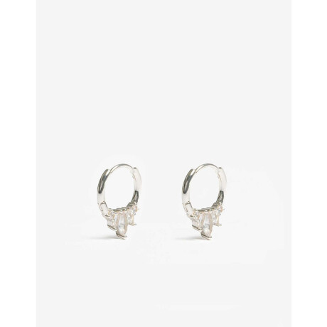 Argollas Con Cubic Zirconia Plateado