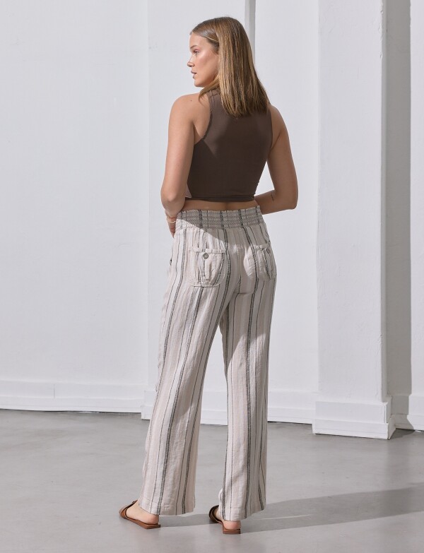 Pantalon Lino Lineas Cordel BEIGE/MULTI