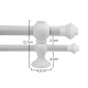 Barrote cortina doble de metal 2 Metros + 2 Soportes BLANCO