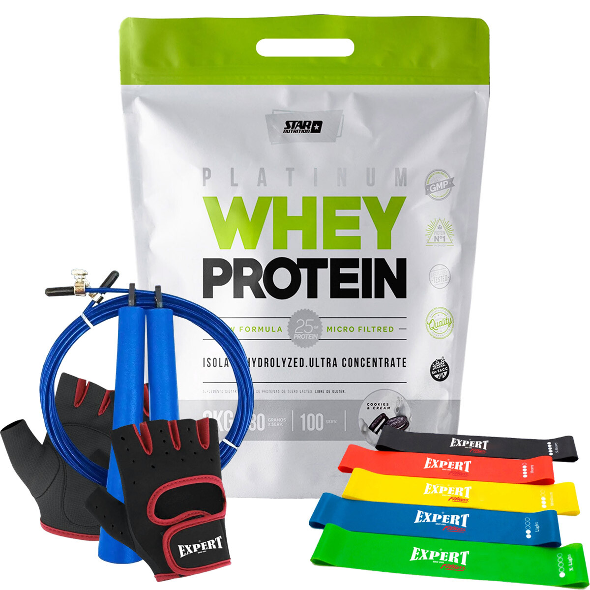 Kit Star Nutrition Whey Protein Isolate 3kg Proteína - Cookiesycream 