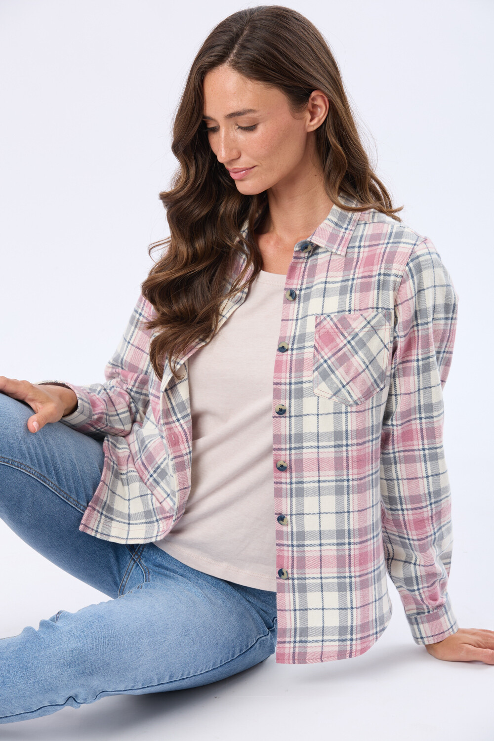 CAMISA VIYELA CUADROS Beige