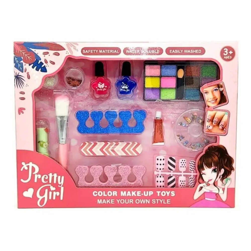 Kit de maquillaje infantil con sombras, esmaltes y accesorios Kit de maquillaje infantil con sombras, esmaltes y accesorios