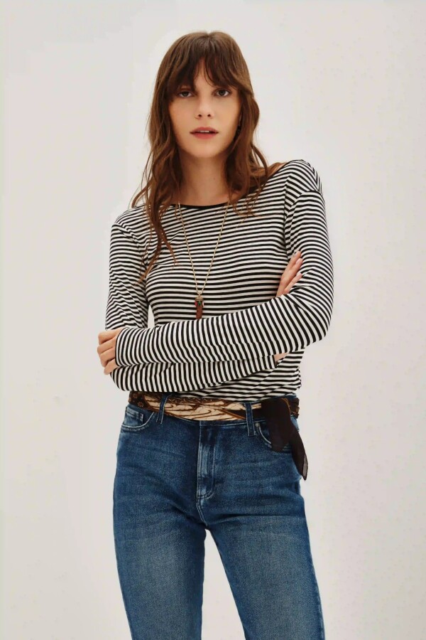 Remera Ginna Striped Negro