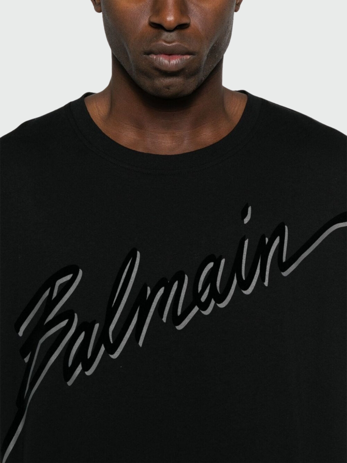 Balmain - Remera de algodón con logo en la parte delantera Negro