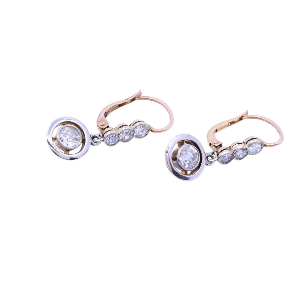 Caravanas antiguas oro 18 k platino y brillantes. Caravanas antiguas oro 18 k platino y brillantes.