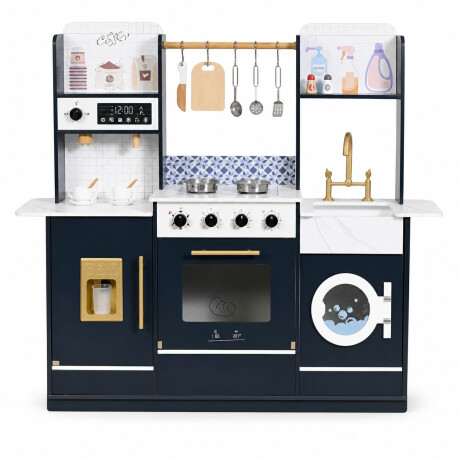 Cocina Infantil De Madera Premium Con Accesorios Azul Oscuro