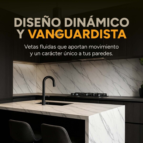 Placa PVC Símil Mármol 2,44 x 1,22 m Diseño Blanco Veteado